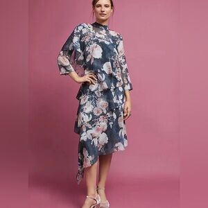 Anthropologie by Hermant and Nandita Floral Asymmetrical Dress